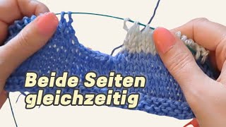 Halsausschnitt in Reihen stricken: Beide Seiten gleichzeitig 😊