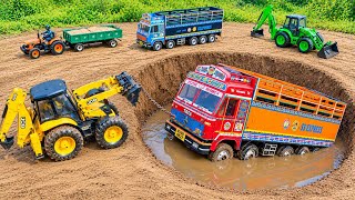 Big Tata Tipper Accident Deep Muddy Pulling Out JCB 5CX ? Jcb tractor video | jcb cartoon | CS Toy