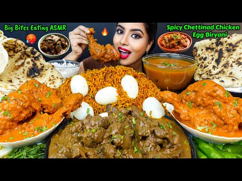 ASMR Eating Spicy Hyderabadi Chicken Biryani,Chicken Curry Masala,Rice Big Bites ASMR Eating Mukbang