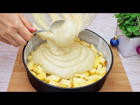 Der einfachste und leckerste Apfelkuchen. Kuchen in 5 Minuten. Rezept für Apfelkuchen.