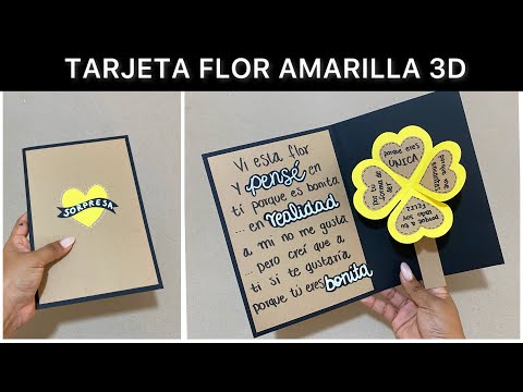 Tarjeta + flor AMARILLA 3D para regalar este 21 de septiembre | Regala Siempre Amor