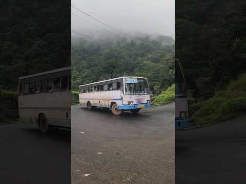 KSRTC ashok leyland bus Amazing turning in dangerous hairpin bend😲kuttyadi ghat, kerala#shorts#ksrtc