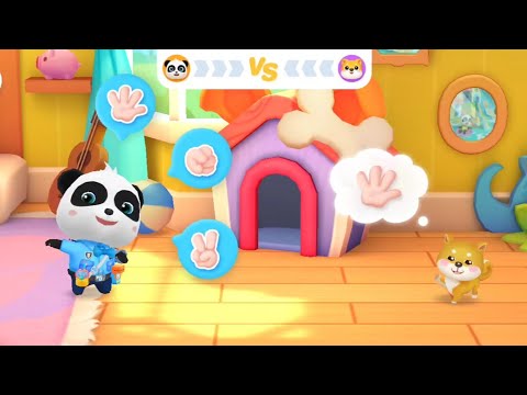 BAYI PANDA KIKI BERMAIN BATU,KERETAS,GUNTING BERSAMA ANJING PELIHARAAN | RUMAH BERMAIN | BABYBUS