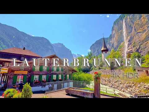 LAUTERBRUNNEN SWITZERLAND 🇨🇭 Two seasons in one Video / Drive among Mountains 4K HDR Walking tour