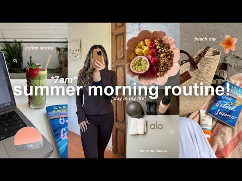 7AM *SUMMER* morning routine!🍓 productive & cozy mornings, coffee shops, beach day & clothing haul!