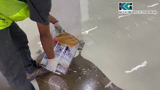 Pengerjaan Cat Epoxy Lantai Komopoxy Gudang Qhomemart Yogyakarta
