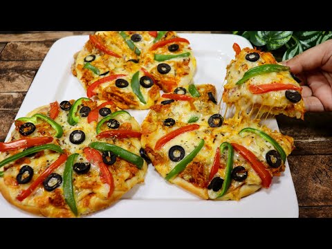 15 Minutes Pizza Recipe 😍 No Kneading | No Rolling | Without Oven Pizza By Tasty Food With Maria