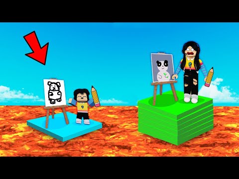 DIBUJA PARA SOBREVIVIR A LA LAVA el PEOR dibujo MUERE en roblox | paolazgames