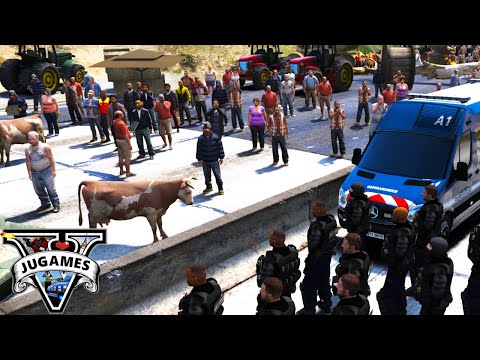 AGRICULTEURS EN COLERE DES BAGARRE ECLATE GTA 5 LSPDFR