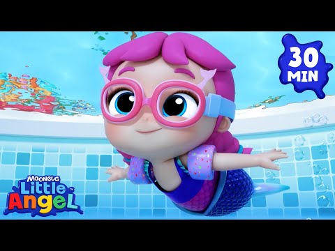 Jill Swims like a Mermaid! | Swimming Song with Little Angel | Kids Songs & Nursery Rhymes