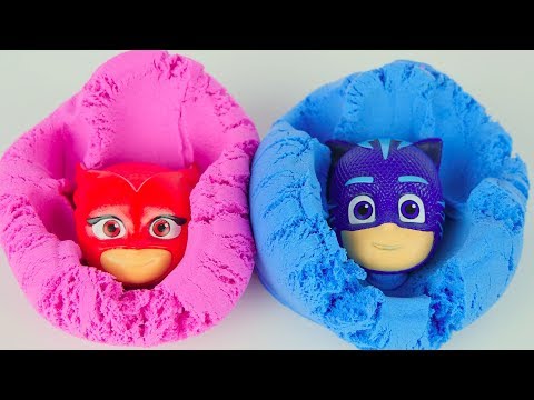 5 Colors Cups with PJ Masks / Learn Colors kinetic sand Pj Masks Surprise Toys