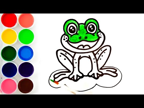 Cómo dibujar y colorear una rana feliz paso a paso.