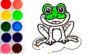 Cómo dibujar y colorear una rana feliz paso a paso.