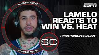 LaMelo Ball reacts to Timberwolves' opening win & claims he didn't travel 😂 | SportsCenter