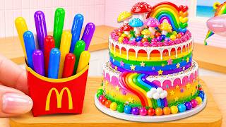 Dreamy Rainbow Mushroom Cake with McDonald's Snack 💖 Top Miniature Rainbow Chocolate Cake Recipe 🌈