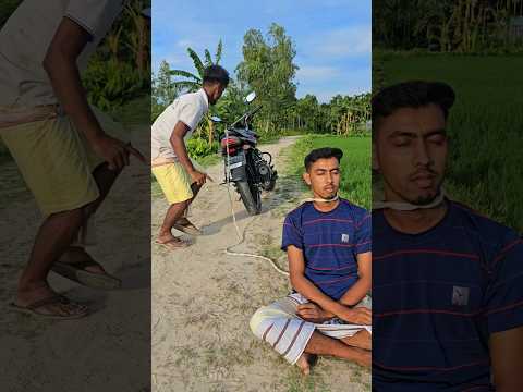The rope was tied to the motorcycle