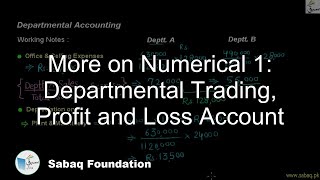 More on Numerical 1: Departmental Trading, Profit and Loss Account