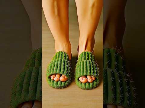 Cactus Vs Glass Vs Lava Vs Honey Vs Hedgehog Slippers #katebrush #shorts #viral