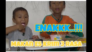 Mukbang Es Krim 3 Rasa Coklat Vanila dan Strawbery
