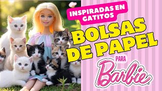 DIY: Como hacer BOLSAS para Barbie en MINIATURA con papel de GATITOS 🛍️😽🐈