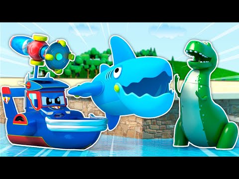 TOY STORY : Super Boat CHASES a SHARK!