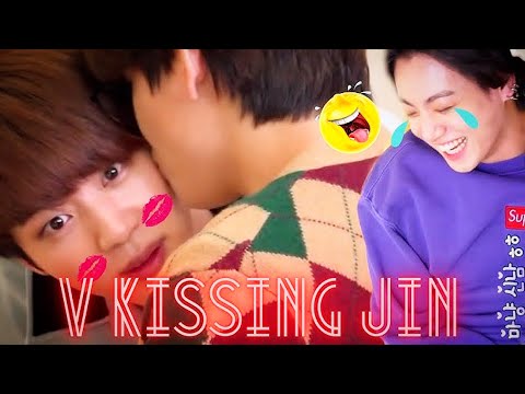 Bts V Kissing 💋 Jin ! Bts new funny🤣 videos, Don't miss END❌ #bts #btsfunnyvideos #taehyung #jk #jin