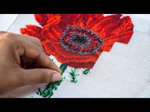 Unboxing & Creating 'The Poppy' Mini Bead Embroidery Kit