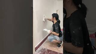 How to Prepare Tiles Wall ,​ Wall paint​ Fast & Beauty part  6139