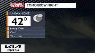 Clouds clearing and breezy for Sunday.