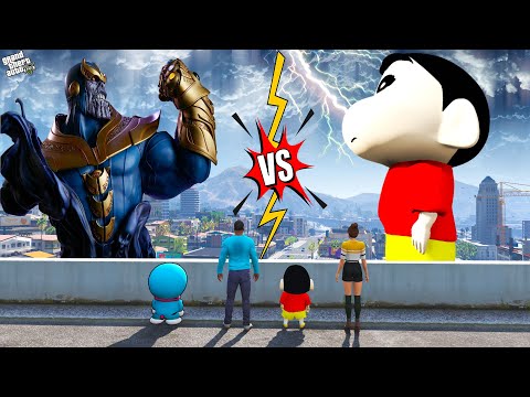 GTA 5 | Shinchan Vs Thanos DORAEMON FRANKLIN Survive & Fight THANOS IN GTA 5