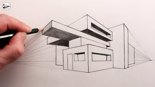 How to Draw a Modern House in Two-Point Perspective: Narrated