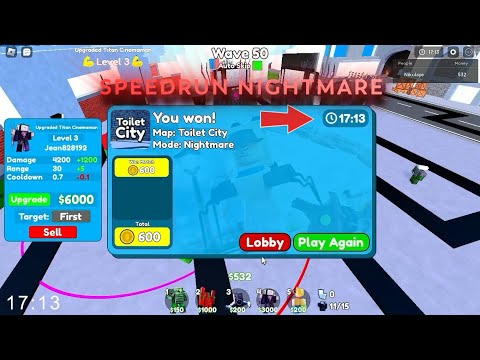 NIGHTMARE Mode Speedrun in TTD Skibidi Toilet 70 (Part 2) Update