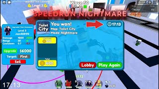 NIGHTMARE Mode Speedrun in TTD Skibidi Toilet 70 (Part 2) Update