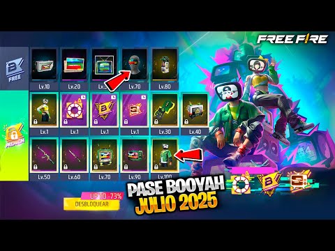 ANALIZANDO EL PASE BOOYAH DE JULIO 2025 ¡EN DIRECTO! *Completo* ¿Vale la pena? NOVEDADES FREE FIRE