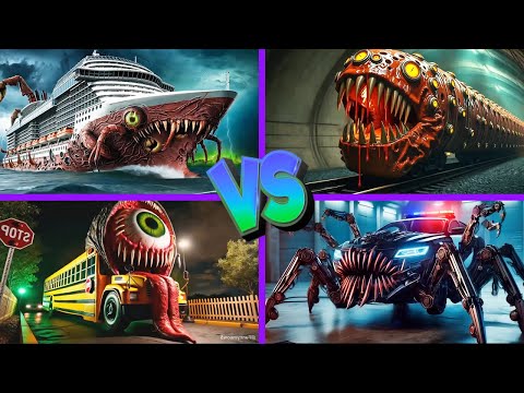 Police Car Monster🆚Train Eater🆚Bus Eater🆚Infected Sea - Tiles Hop EDM Rush 🎶