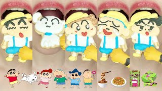 asmr CRAYON SHIN CHAN COOKIES EMOJI FOOD MUKBANG 짱구 흰둥이 유리 훈발놈 철수 맹구 쿠키 이모지 먹방 eating sounds