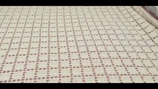 colcha de cama Queen barbante quadradinhos