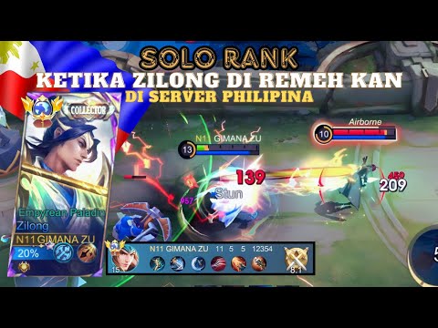 SOLO RANK DI SERVER PHILIPINA | CARA LAWAN HERO OP DI EXPLANE PAKE ZILONG🔥 | MOBILE LEGENDS