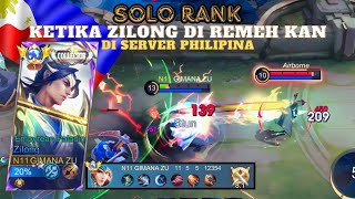 SOLO RANK DI SERVER PHILIPINA | CARA LAWAN HERO OP DI EXPLANE PAKE ZILONG🔥 | MOBILE LEGENDS