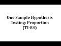 Understanding One-Sample Hypothesis Test for a Proportion