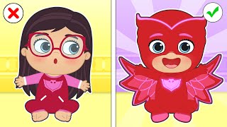 BABIES ALEX AND LILY 🦉💗 Baby Lily Dresses up as Owlette From Pj Masks