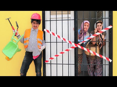 Komik videolar. Fındık ailesi kapılarının önünde kazı çalışması