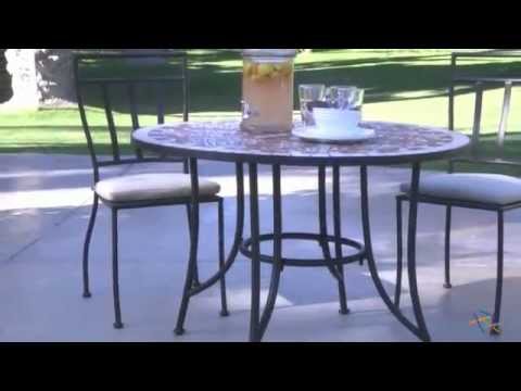 Palazetto Elba 42" Round Mosaic Patio Dining Set -...