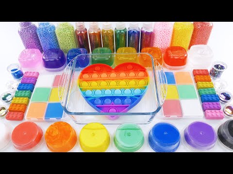 Satisfying Video How to make Rainbow Bubble Pop Slime Mixing All My Slime Smoothie Cutting ASMR