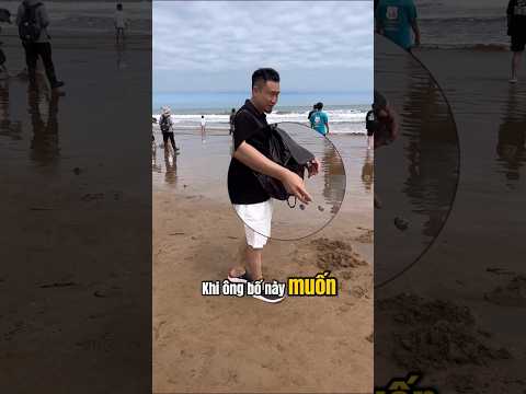 Ông bố cố lừa lũ trẻ trong lúc đi biển.#shorts