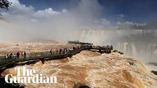 YouTube video thumbnail: Iguazú Falls' Water Level Rises by Five Times the Average