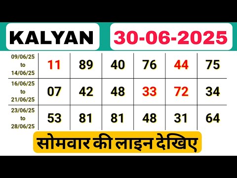Today kalyan bazar 30-6-2025 | Kalyan jodi | Kalyan chart | Kalyan today open | Kalyan line analysis