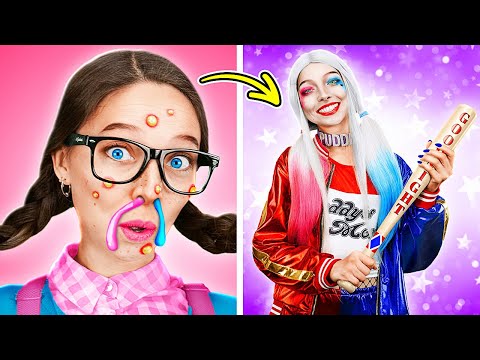 TRANSFORMACIONES EXTREMAS DE NERDS 🙀💅 LOOLILALY | HARLEY QUINN | CHARLIE MORNINGSTAR 👑