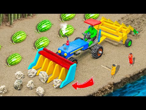 DIY tractor mini plough machine science project | diy tractor supply water pump diesel engine