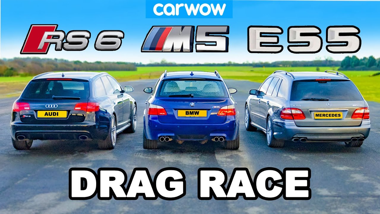 BMW M5 V10 vs AMG E55 vs Audi RS6: DRAG RACE -NA vs Turbo vs Supercharged